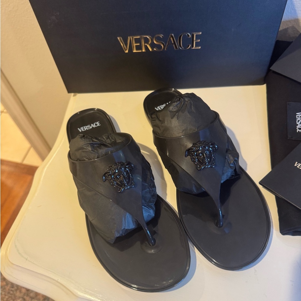 Versace Black Medusa Slide / Flip Flop / Sandal